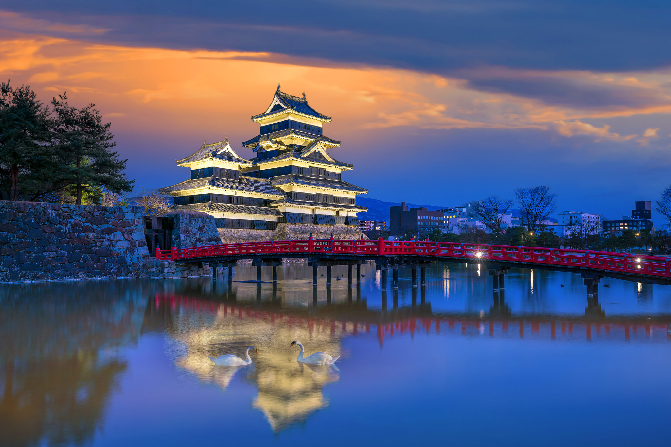 Matsumoto castle in  Japan at twilight